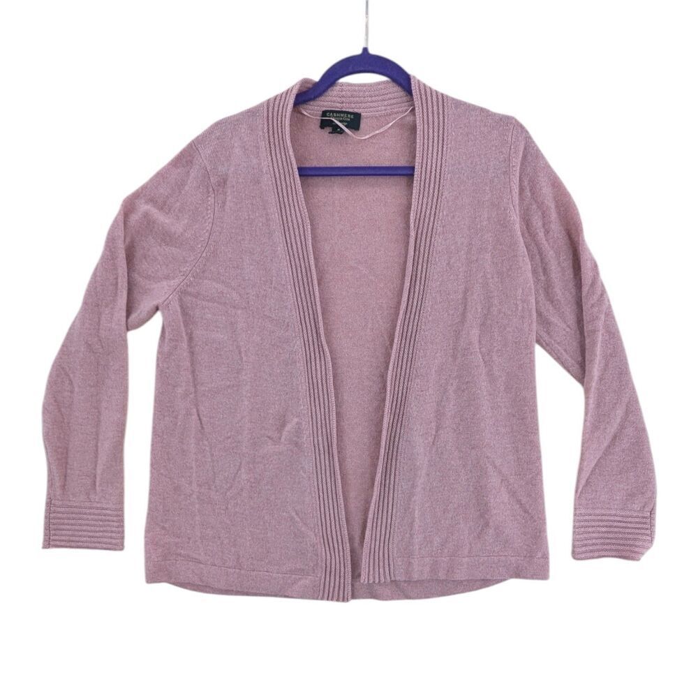 Charter Club Cashmere Luxury Size Medium Muted Pink Heather Open Front Cardigan